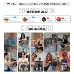 Whall® Stainless Steel Smart Toaster, 4 Slice | Projection Touchscreen, 1.5" Extra-Wide Slots, Digital Timer, Reheat & Defrost, Removable Crumb Tray