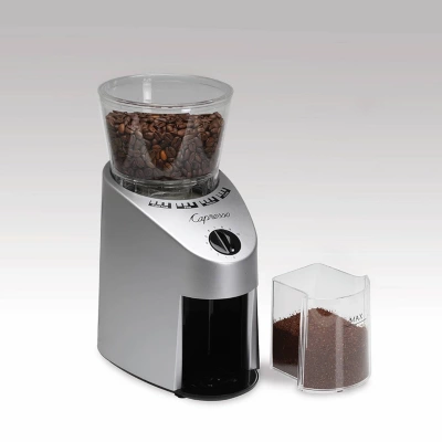 Capresso Conical Burr Coffee Grinder Infinity - Silver 560.04: 15 Settings, Espresso & Coffee Bean Grinder, 12 Cup Capacity 3 Capresso Conical Burr Coffee Grinder Infinity - Silver 560.04: 15 Settings, Espresso & Coffee Bean Grinder, 12 Cup Capacity