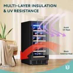 EUHOMY 3.2 Cu. Ft.(30 Bottles) Wine Fridge, Digital Temperature Control&Wood Shelves, Singel Zone, Stainless Steel, Double-Layer Glass Door, Black -Target KitchenAid GUEST 0be3949a 32c7 4b7e a194 0bf9455cea6f