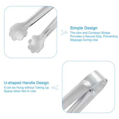 Unique Bargains Stainless Steel Ice Serving Tongs 4.5 Inch Silver 6 Pcs 5 Unique Bargains Stainless Steel Ice Serving Tongs 4.5 Inch Silver 6 Pcs - Image 3