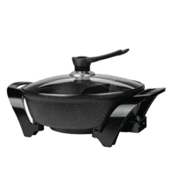 Brentwood Electric Non-Stick 6Qt Shabu Shabu Pot With Divider In Black