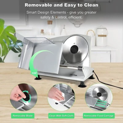 OSTBA Electric Meat Slicer, 150W, 6.7” Removable Stainless Steel Blades, Adjustable 0-15mm Thickness, Easy To Clean, For Meat, Cheese, Bread 8 OSTBA Electric Meat Slicer, 150W, 6.7” Removable Stainless Steel Blades, Adjustable 0-15mm Thickness, Easy To Clean, For Meat, Cheese, Bread - Image 6