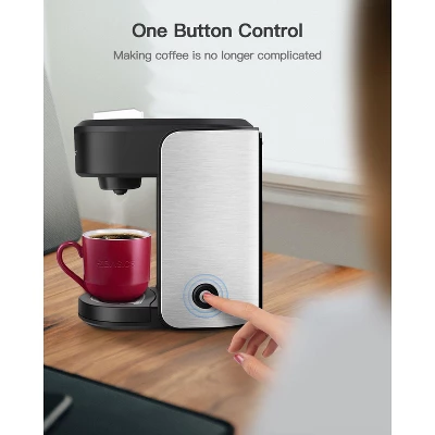 EZBASICS Single Serve Coffee Maker, Mini Coffee Brewer For Single Cup Capsule & Ground Coffee, Black, Single Cup Coffee Maker 5 EZBASICS Single Serve Coffee Maker, Mini Coffee Brewer For Single Cup Capsule & Ground Coffee, Black, Single Cup Coffee Maker - Image 3