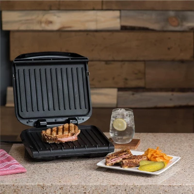 George Foreman 4-Serving Removable Plate Electric Grill And Panini Press, George Tough Non-Stick Coating, Drip Tray Catches Grease, Black 6 George Foreman 4-Serving Removable Plate Electric Grill And Panini Press, George Tough Non-Stick Coating, Drip Tray Catches Grease, Black - Image 4