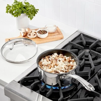 Cuisinart Classic 3qt Ceramic Nonstick Sauce Pan With Cover: Silver, Ergonomic Handle, Dishwasher-Safe, Gas & Electric Compatible 4 Cuisinart Classic 3qt Ceramic Nonstick Sauce Pan With Cover: Silver, Ergonomic Handle, Dishwasher-Safe, Gas & Electric Compatible - Image 2