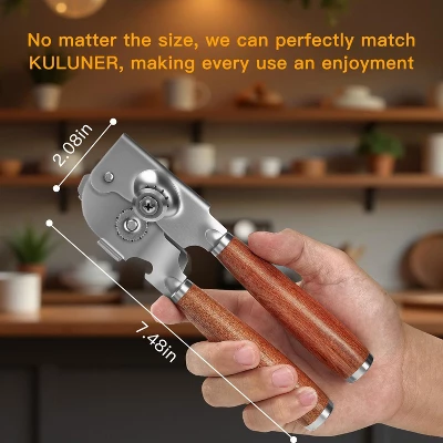 Manual Can Opener With Solid Wood Handle, Sharp Smooth Edge Blade 5 Manual Can Opener With Solid Wood Handle, Sharp Smooth Edge Blade - Image 3