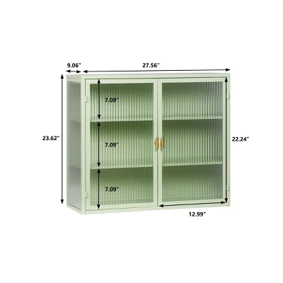 GlasFlength Kitchen Storage Kitchen Pantry Wall Cabinet Cupboard Food Pantry Cabinet With Glass Doors For Kitchen, Green, 27.56"*9.06"*23.62" 6 GlasFlength Kitchen Storage Kitchen Pantry Wall Cabinet Cupboard Food Pantry Cabinet With Glass Doors For Kitchen, Green, 27.56"*9.06"*23.62" - Image 4