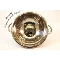Heavy Duty Stainless Steel Colander 5 Qt | Easy Grip Handles | Self-Draining Base | Mirror Polished