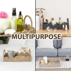 BRINJOY 14" Woven Seagrass Tray With Scalloped Edge - Bohemian Decorative Tray With Handles For Coffee Table Ottoman Festive Decor, Black -Target KitchenAid GUEST 10394c96 a635 443e ad50 eb24fbf6d089