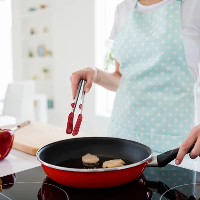 Unique Bargains Kitchen Cooking Set Stainless Steel With Stands Silicone Tongs Burgundy 9"&12" 2 Pcs 4 Unique Bargains Kitchen Cooking Set Stainless Steel With Stands Silicone Tongs Burgundy 9"&12" 2 Pcs - Image 2