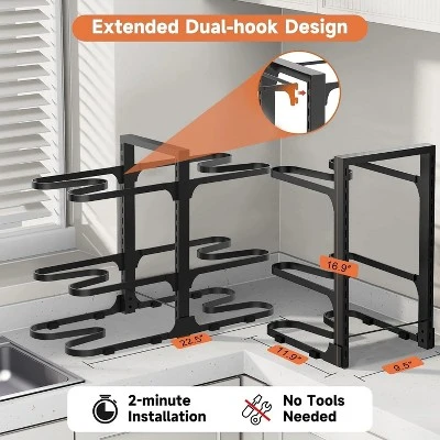 6-Tier Pots And Pans Organizer Under Cabinet, 15.75" Height Heavy Duty Pot And Pan Organizer Kitchen Cabinet Organization And Storage For Cookware 5 6-Tier Pots And Pans Organizer Under Cabinet, 15.75" Height Heavy Duty Pot And Pan Organizer Kitchen Cabinet Organization And Storage For Cookware - Image 3