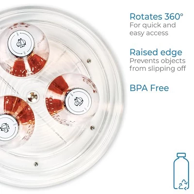 IDesign Recycled Plastic Lazy Susan Turntable Organizer, The Linus Collection – 9” X 1.75”, Clear 4 IDesign Recycled Plastic Lazy Susan Turntable Organizer, The Linus Collection – 9” X 1.75”, Clear - Image 2