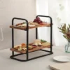 Gibson Home Gracious Dining 2-Tier Wooden Serving Tray With Metal Frame – Acacia Wood Rectangle Charcuterie Board