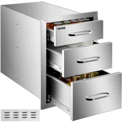 VEVOR Outdoor Kitchen Drawers 14" W X 20.3" H X 23" D, Flush Mount Triple Access BBQ Drawers Stainless Steel With Handle, Silver -Target KitchenAid GUEST 10cada56 ba51 4262 a0b7 1512bacd76ee