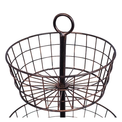 BirdRock Home Metal 2-Tier Wire Fruit Basket - Oil Rubbed Bronze 3 BirdRock Home Metal 2-Tier Wire Fruit Basket - Oil Rubbed Bronze