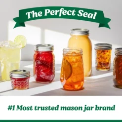 Ball 64oz 6pk Glass Wide Mouth Mason Jar With Lid And Band: Clear Canning Jars, Dishwasher-Safe, 4" Neck Diameter