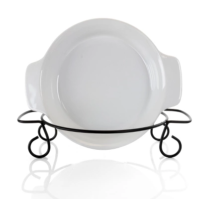 Gibson 2 Piece Stoneware Bakeware With Metal Rack 3 Gibson 2 Piece Stoneware Bakeware With Metal Rack