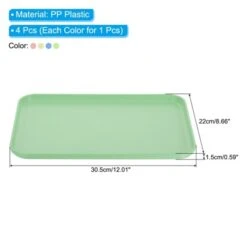 Unique Bargains PP Plastic Reusable Rectangle Serving Tray 4 Pcs