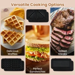 Costway 3 In 1 Waffle Iron Panini Press Grill And Sandwich Maker Set With Removable Non-Stick Plates & Portable Cool Touch Handle 13 Costway 3 In 1 Waffle Iron Panini Press Grill And Sandwich Maker Set With Removable Non-Stick Plates & Portable Cool Touch Handle -Target KitchenAid GUEST 11926b4f b856 47f8 89fd 873f2da9c494