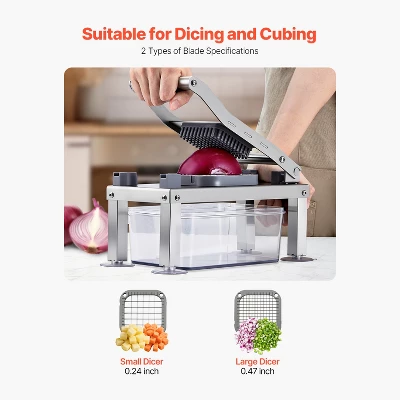 VEVOR Vegetable Chopper Mandoline Slicer, All-in-1 Food Veggie Cutter With 8 Stainless Steel Blades, Cheese Grater Onion Potato Salad Dicer, Silver 6 VEVOR Vegetable Chopper Mandoline Slicer, All-in-1 Food Veggie Cutter With 8 Stainless Steel Blades, Cheese Grater Onion Potato Salad Dicer, Silver - Image 4