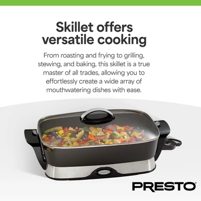 Presto Electric Skillet With Tempered Glass Lid, Nonstick Foldaway Kitchen Appliance, Electric Pot For Cooking, 16 Inch, Black 5 Presto Electric Skillet With Tempered Glass Lid, Nonstick Foldaway Kitchen Appliance, Electric Pot For Cooking, 16 Inch, Black - Image 3