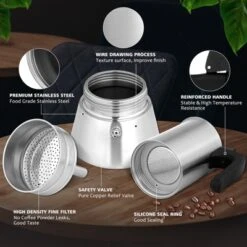 GOTGELIF Hot New Stainless Steel Moka Pot Coffee Maker For Coffee Lovers -Target KitchenAid GUEST 12ab265c 2855 42aa 9814 3917679150c4