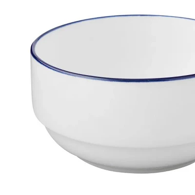 (3 Pack) Blue Rim Stoneware Bowl 4 (3 Pack) Blue Rim Stoneware Bowl - Image 2