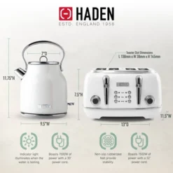 Haden Heritage 75012 1.7 Liter Stainless Steel Body Retro Electric Tea Kettle & Haden Heritage 75013 4 Slice Wide Slot Retro Toaster, Ivory White -Target KitchenAid GUEST 12eb7c38 93ff 4557 82c4 2575441351a1