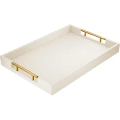 Attop 17x12in Ottoman Tray With Gold Handles Leather Decorative Wooden Serving Tray For Bathroom Vanity All Occasions White -Target KitchenAid GUEST 13331c22 3d19 4bf6 b1b1 79a5871a8683