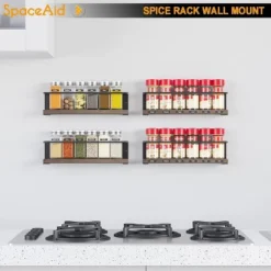 4-Pack Spice Rack Organizer Wall Mount With 415 Labels (no Jars Included)