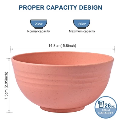 Itopfox BPA Free Unbreakable Wheat Straw Cereal Bowls - Microwave & Dishwasher Safe Soup And Salad Bowls, Set Of 8, Multicolor 3 Itopfox BPA Free Unbreakable Wheat Straw Cereal Bowls - Microwave & Dishwasher Safe Soup And Salad Bowls, Set Of 8, Multicolor