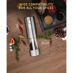 SUGIFT Electric Salt And Pepper Grinder Set Rechargeable Stainless Steel Mills With LED Light Adjustable Coarseness Type C Charging Base 95ml Capacity 16 SUGIFT Electric Salt And Pepper Grinder Set Rechargeable Stainless Steel Mills With LED Light Adjustable Coarseness Type C Charging Base 95ml Capacity -Target KitchenAid GUEST 13b9a93d 0368 436e b9b8 e453450baefa