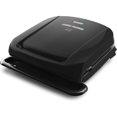 George Foreman 4-Serving Removable Plate Electric Grill And Panini Press, George Tough Non-Stick Coating, Drip Tray Catches Grease, Black 11 George Foreman 4-Serving Removable Plate Electric Grill And Panini Press, George Tough Non-Stick Coating, Drip Tray Catches Grease, Black - Image 9