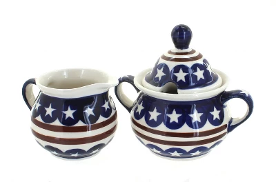 Blue Rose Polish Pottery 944-945 Zaklady Cream & Sugar Set 10 Blue Rose Polish Pottery 944-945 Zaklady Cream & Sugar Set - Image 8
