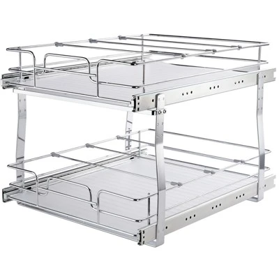VEVOR 2 Tier 19"W X 20"D Pull Out Cabinet Organizer, Heavy Duty Slide Out Pantry Shelves, Chrome-Plated Steel Roll Out Drawers 10 VEVOR 2 Tier 19"W X 20"D Pull Out Cabinet Organizer, Heavy Duty Slide Out Pantry Shelves, Chrome-Plated Steel Roll Out Drawers - Image 8