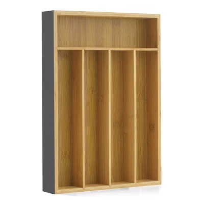 JoyJolt 5 Slot Bamboo Flatware Organizer 9 JoyJolt 5 Slot Bamboo Flatware Organizer - Image 7