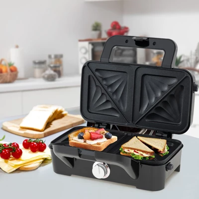 Costway 3 In 1 Waffle Iron Panini Press Grill And Sandwich Maker Set With Removable Non-Stick Plates & Portable Cool Touch Handle 7 Costway 3 In 1 Waffle Iron Panini Press Grill And Sandwich Maker Set With Removable Non-Stick Plates & Portable Cool Touch Handle - Image 5