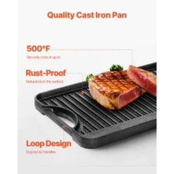 VEVOR Reversible Grill/Griddle, 20x10 Inch Pre-Seasoned Cast Iron Griddle, Portable Rectangular Pan With Handle, Family Cookware, Black 13 VEVOR Reversible Grill/Griddle, 20x10 Inch Pre-Seasoned Cast Iron Griddle, Portable Rectangular Pan With Handle, Family Cookware, Black -Target KitchenAid GUEST 15e0d0ee 209a 4878 80c3 10fd8612a5eb