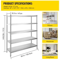 VEVOR Stainless Steel Shelving 60x18.5 Inch 5 Tier Adjustable Shelf Storage Unit Stainless Steel Heavy Duty Shelving, Silver 16 VEVOR Stainless Steel Shelving 60x18.5 Inch 5 Tier Adjustable Shelf Storage Unit Stainless Steel Heavy Duty Shelving, Silver -Target KitchenAid GUEST 165317bc c5e0 44c1 b260 065e85ab1b28