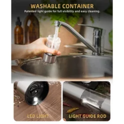 SUGIFT Electric Salt And Pepper Grinder Set Rechargeable Stainless Steel Mills With LED Light Adjustable Coarseness Type C Charging Base 95ml Capacity 15 SUGIFT Electric Salt And Pepper Grinder Set Rechargeable Stainless Steel Mills With LED Light Adjustable Coarseness Type C Charging Base 95ml Capacity -Target KitchenAid GUEST 165c2716 51ab 40d2 ab17 49d92910a221