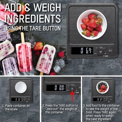 Taylor 22lb Stainless Steel Digital Kitchen Food Scale With Container Black/Gray: Oversized Display, 22lb Capacity 5 Taylor 22lb Stainless Steel Digital Kitchen Food Scale With Container Black/Gray: Oversized Display, 22lb Capacity - Image 3