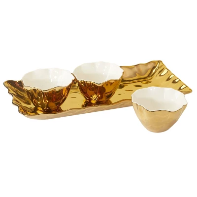 Certified International 4pc Gold Coast Tray And Condiment Bowl Set 3 Certified International 4pc Gold Coast Tray And Condiment Bowl Set