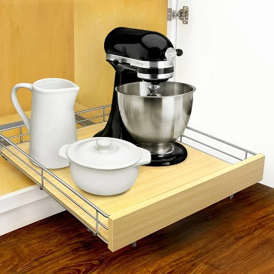 Lynk Professional Select Slide Out Wood Cabinet Organizer - Pull Out Under Cabinet Sliding Wood Shelf - 20" X 21" - Wood And Chrome 3 Lynk Professional Select Slide Out Wood Cabinet Organizer - Pull Out Under Cabinet Sliding Wood Shelf - 20" X 21" - Wood And Chrome