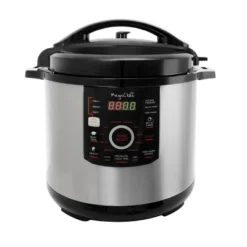 Megachef 12 Quart Steel Digital Pressure Cooker With 15 Presets And Glass Lid: Stainless Steel, 1600W, Dishwasher-Safe