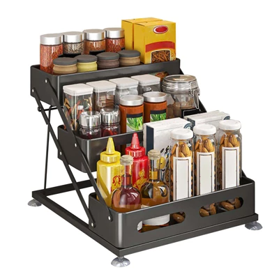 CuisinSmart 3-Tiers Countertop Spice Rack, Adjusted Height 10-10.8In, Tiered Spice Rack With Non-Slip Suction Cups, Space-Saving For Kitchen Desktop 8 CuisinSmart 3-Tiers Countertop Spice Rack, Adjusted Height 10-10.8In, Tiered Spice Rack With Non-Slip Suction Cups, Space-Saving For Kitchen Desktop - Image 6
