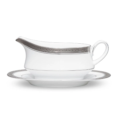 Noritake Crestwood Platinum Gravy Boat With Tray 5 Noritake Crestwood Platinum Gravy Boat With Tray - Image 3