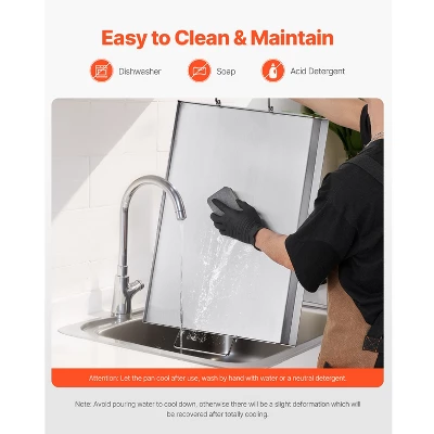 VEVOR Stainless Steel Griddle, 23x16 Inch Universal Flat Top Rectangular Plate, Gas Grill Griddle For BBQ Grill, Teppanyaki, Silver 7 VEVOR Stainless Steel Griddle, 23x16 Inch Universal Flat Top Rectangular Plate, Gas Grill Griddle For BBQ Grill, Teppanyaki, Silver - Image 5