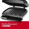George Foreman GR340FBX 4-Serving Classic Plate Electric Indoor Grill And Panini Press, Black