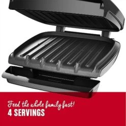 George Foreman GR340FBX 4-Serving Classic Plate Electric Indoor Grill And Panini Press, Black