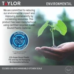 Taylor 11lb Digital Kitchen Food Scale USB With Ocean Bound Plastic Cream: Rechargeable LCD Display, 11lb Capacity -Target KitchenAid GUEST 189db68a cde2 40f4 a8ef 20eafab913fa